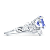 Art Deco Round Cubic Zirconia Infinity Leaf Design Bridal Ring 925 Sterling Silver