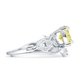 Art Deco Round Cubic Zirconia Infinity Leaf Design Bridal Ring 925 Sterling Silver