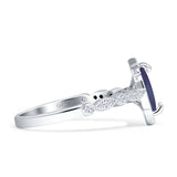 Art Deco Engagement Ring Halo Marquise Lab Alexandrite 925 Sterling Silver