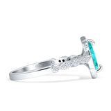 Art Deco Engagement Ring Halo Marquise Cubic Zirconia 925 Sterling Silver