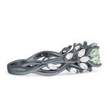 Round Infinity Marquise Vintage Style Floral Ring Natural Green Amethyst Prasiolite 925 Sterling Silver
