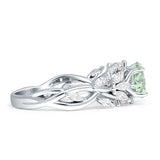 Round Infinity Marquise Vintage Style Floral Ring Natural Green Amethyst Prasiolite 925 Sterling Silver