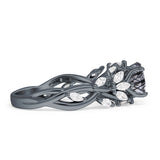 Round Infinity Marquise Vintage Style Floral Ring Natural Rutilated Quartz 925 Sterling Silver