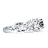 Round Infinity Marquise Vintage Style Floral Ring Natural Rutilated Quartz 925 Sterling Silver