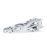 Round Engagement Ring Split Shank Cubic Zirconia 925 Sterling Silver