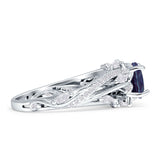 Round Engagement Ring Split Shank Lab Alexandrite 925 Sterling Silver