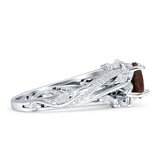 Round Engagement Ring Split Shank Natural Chocolate Smoky Quartz 925 Sterling Silver