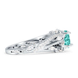 Round Engagement Ring Split Shank Cubic Zirconia 925 Sterling Silver