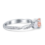 Infinity Round Three Stone Ring Cubic Zirconia 925 Sterling Silver