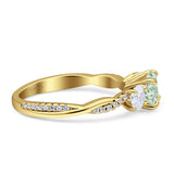 Three Stone Round Natural Green Amethyst Prasiolite Ring 925 Sterling Silver