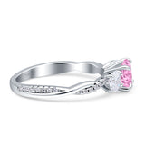 Infinity Round Three Stone Ring Cubic Zirconia 925 Sterling Silver