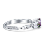 Infinity Round Three Stone Ring Cubic Zirconia 925 Sterling Silver