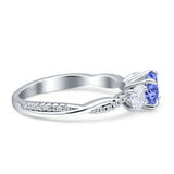 Infinity Round Three Stone Ring Cubic Zirconia 925 Sterling Silver