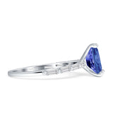 Art Deco Emerald Cut Solitaire Cubic Zirconia Wedding Ring 925 Sterling Silver