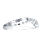 8mm Contour Curved V-Band Vintage Pear Teardrop Chevron Ring Cubic Zirconia 925 Sterling Silver