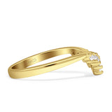 8mm Contour Curved V-Band Vintage Pear Teardrop Chevron Ring Cubic Zirconia 925 Sterling Silver
