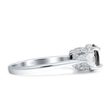 Three Stone Round Pear Teardrop Cubic Zirconia Trilogy Engagement Ring 925 Sterling Silver