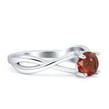 Solitaire Round Split Shank Ring Cubic Zirconia 925 Sterling Silver