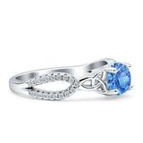 Round Cetlic Trinity Style Cubic Zirconia Ring 925 Sterling Silver