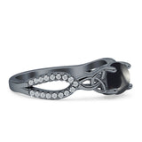 Round Cetlic Trinity Vintage Style Natural Black Onyx Ring 925 Sterling Silver