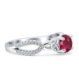 Round Cetlic Trinity Style Cubic Zirconia Ring 925 Sterling Silver