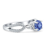 Round Cetlic Trinity Style Cubic Zirconia Ring 925 Sterling Silver