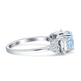 Vintage Style Round Three Stone Ring Cubic Zirconia 925 Sterling Silver