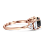 Vintage Style Round Three Stone Ring Cubic Zirconia 925 Sterling Silver