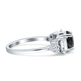Vintage Style Round Three Stone Ring Cubic Zirconia 925 Sterling Silver