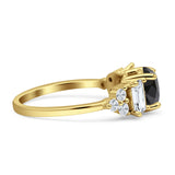 Vintage Style Round Three Stone Ring Cubic Zirconia 925 Sterling Silver