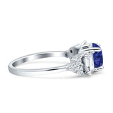 Vintage Style Round Three Stone Ring Cubic Zirconia 925 Sterling Silver