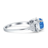 Vintage Style Round Three Stone Ring Cubic Zirconia 925 Sterling Silver