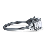 Vintage Style Round Three Stone Ring Cubic Zirconia 925 Sterling Silver