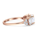Vintage Style Round Three Stone Ring Cubic Zirconia 925 Sterling Silver
