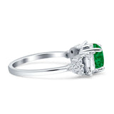 Vintage Style Round Three Stone Ring Cubic Zirconia 925 Sterling Silver
