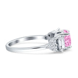 Vintage Style Round Three Stone Ring Cubic Zirconia 925 Sterling Silver
