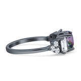 Vintage Style Round Three Stone Ring Cubic Zirconia 925 Sterling Silver
