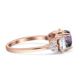 Vintage Style Round Three Stone Ring Cubic Zirconia 925 Sterling Silver