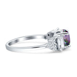 Vintage Style Round Three Stone Ring Cubic Zirconia 925 Sterling Silver
