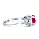 Vintage Style Round Three Stone Ring Cubic Zirconia 925 Sterling Silver