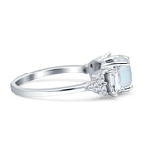 Vintage Style Round Three Stone Ring Cubic Zirconia 925 Sterling Silver