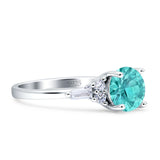 Round Vintage Style Ring Baguette Cubic Zirconia 925 Sterling Silver