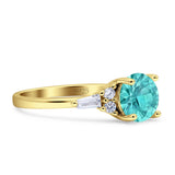 Round Vintage Style Ring Baguette Cubic Zirconia 925 Sterling Silver