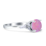 Round Vintage Style Ring Baguette Cubic Zirconia 925 Sterling Silver