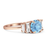 Round Graduating Baguette Cubic Zirconia Ring 925 Sterling Silver