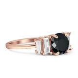 Round Graduating Baguette Cubic Zirconia Ring 925 Sterling Silver