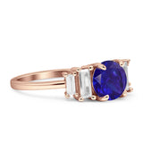 Round Graduating Baguette Cubic Zirconia Ring 925 Sterling Silver