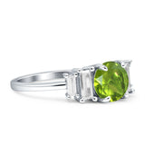 Round Graduating Baguette Cubic Zirconia Ring 925 Sterling Silver