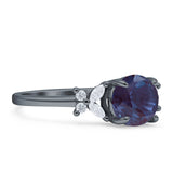 Art Deco Round Butterfly Ring Lab Alexandrite 925 Sterling Silver
