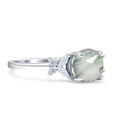 Art Deco Round Butterfly Ring Natural Green Moss Agate 925 Sterling Silver